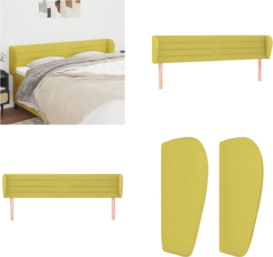 VidaXL Hoofdbord met randen 163x23x78 88 cm stof groen Hoofdbord Hoofdborden Hoofdeinde Houten Hoofdbord