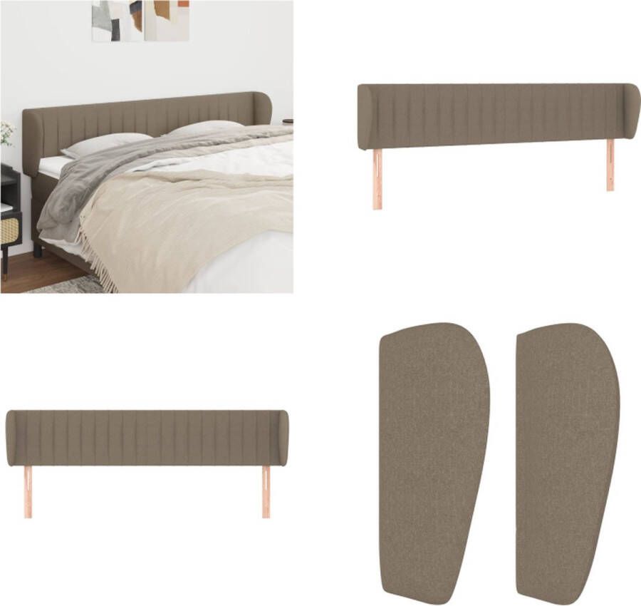 VidaXL Hoofdbord met randen 163x23x78 88 cm stof taupe Hoofdbord Hoofdborden Hoofdeinde Houten Hoofdbord