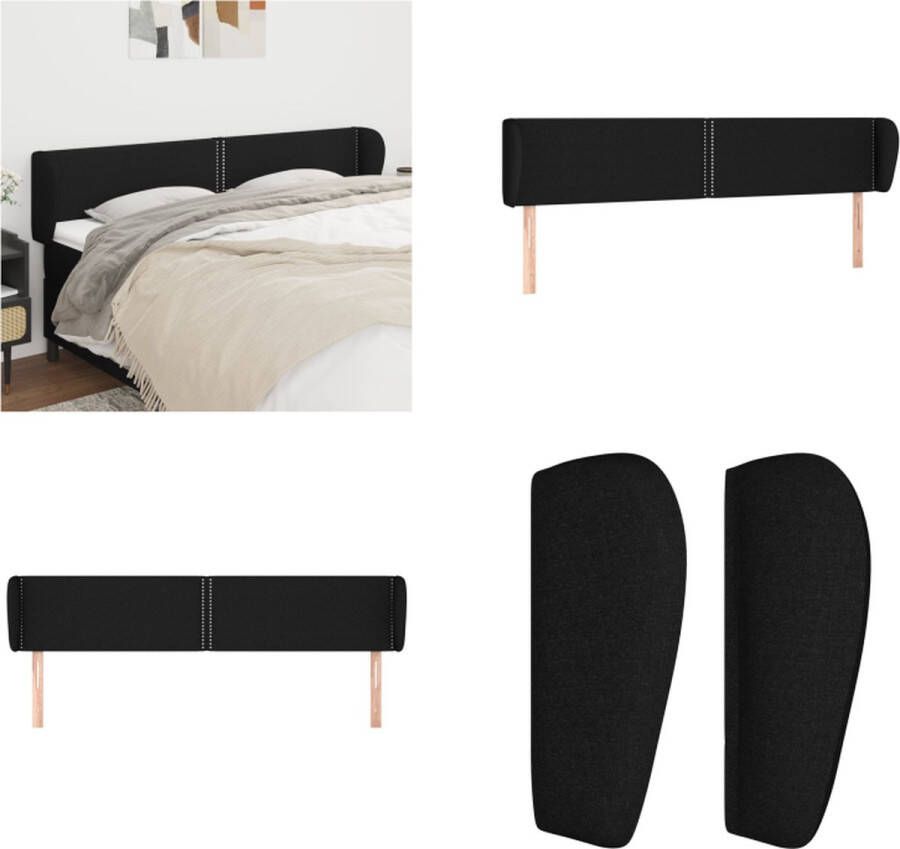 VidaXL Hoofdbord met randen 163x23x78 88 cm stof zwart Hoofdbord Hoofdborden Hoofdeinde Houten Hoofdbord - Foto 2