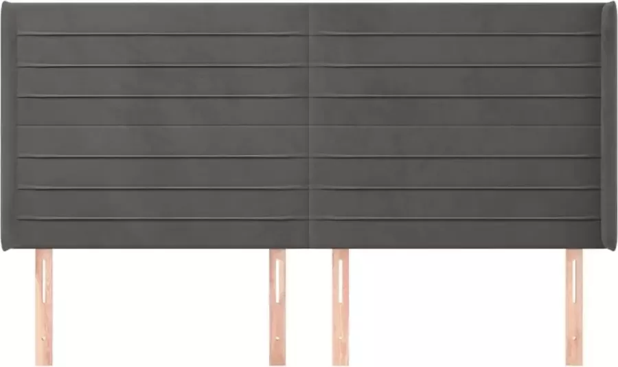 VIDAXL Hoofdbord met randen 183x16x118 128 cm fluweel donkergrijs