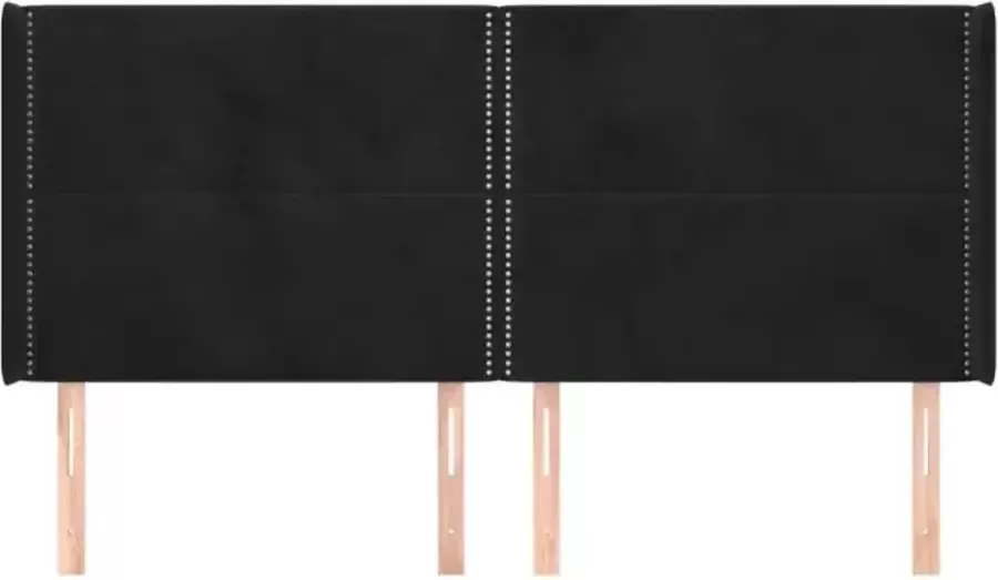 VidaXL Hoofdbord met randen 183x16x118 128 cm fluweel zwart - Foto 3