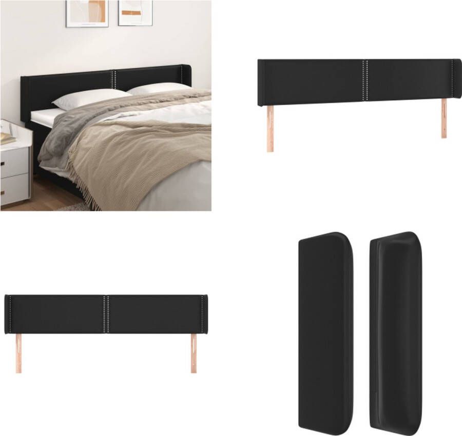 VidaXL Hoofdbord met randen 183x16x78 88 cm kunstleer zwart Hoofdbord Hoofdborden Hoofdeinde Houten Hoofdbord