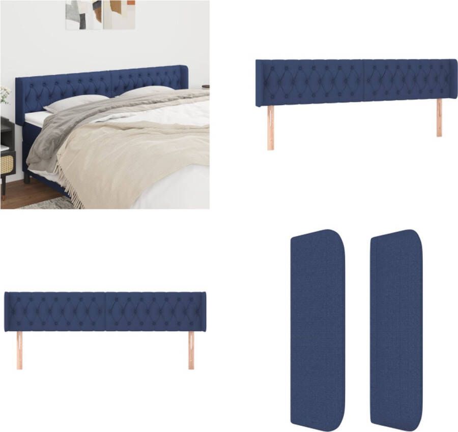 VidaXL Hoofdbord met randen 183x16x78 88 cm stof blauw Hoofdbord Hoofdborden Hoofdeinde Houten Hoofdbord - Foto 2