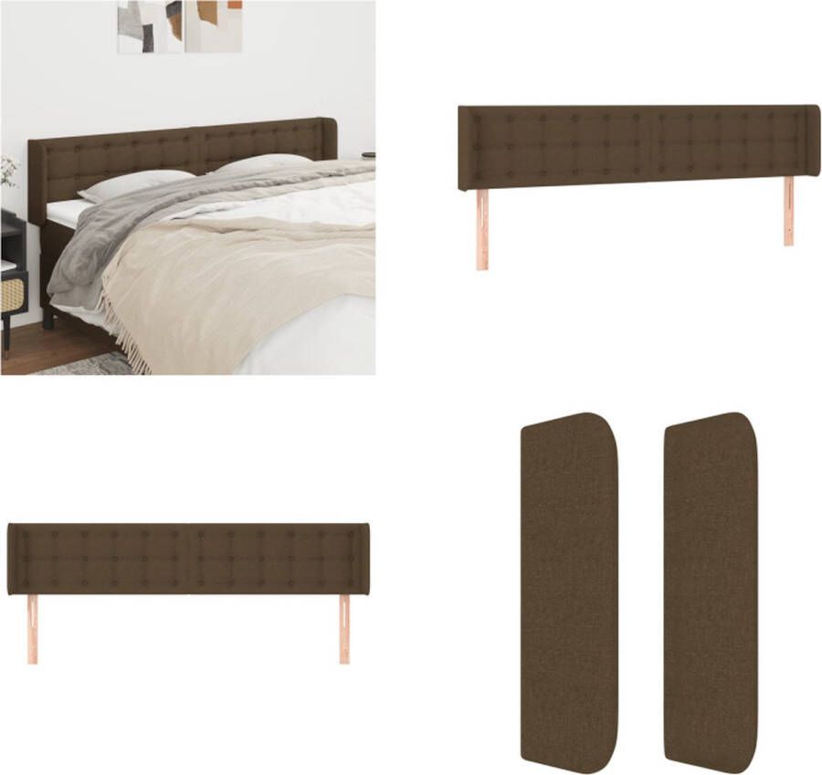 VidaXL Hoofdbord met randen 183x16x78 88 cm stof donkerbruin Hoofdbord Hoofdborden Hoofdeinde Houten Hoofdbord - Foto 2