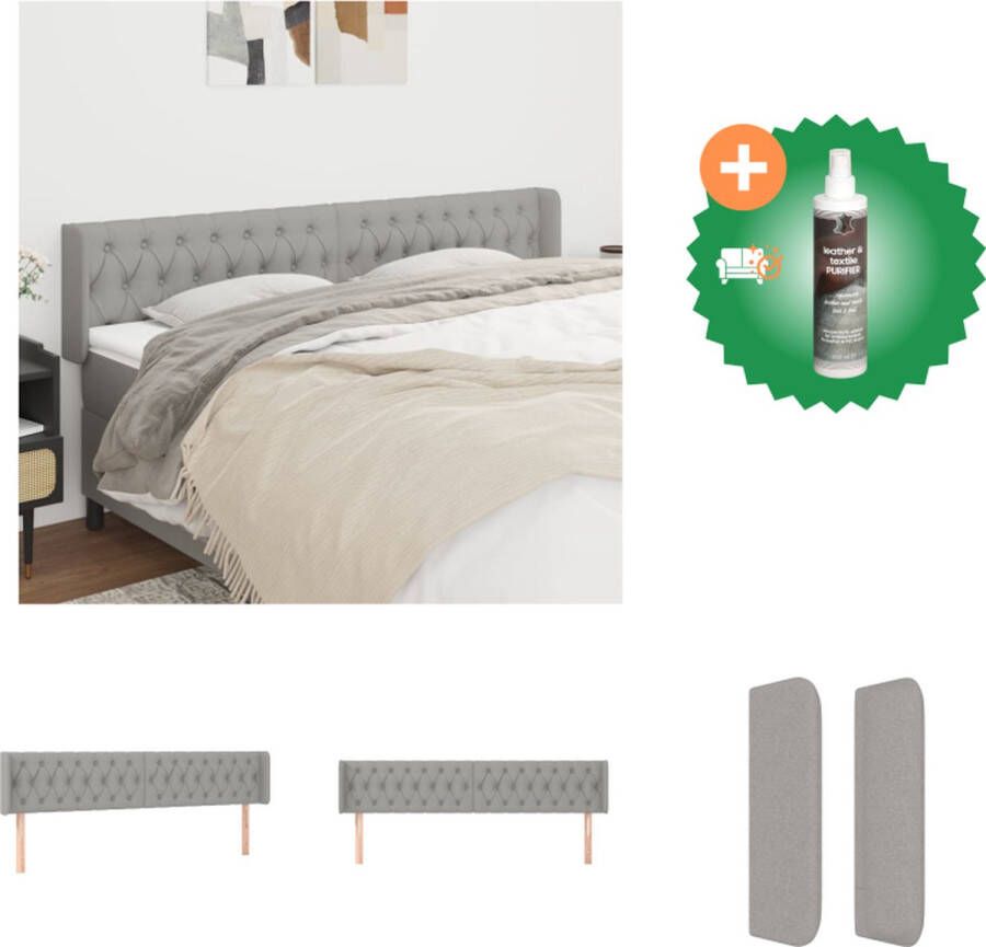 VidaXL Hoofdbord met randen 183x16x78 88 cm stof lichtgrijs Bedonderdeel Inclusief Reiniger