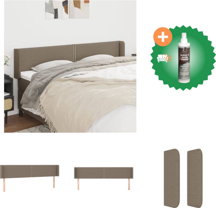 VidaXL Hoofdbord met randen 183x16x78 88 cm stof taupe Bedonderdeel Inclusief Reiniger