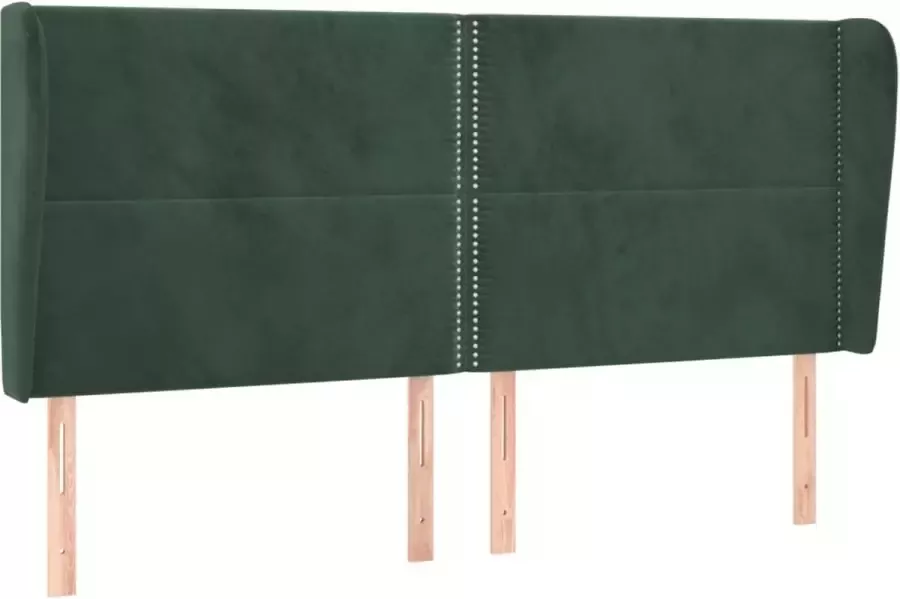 VIDAXL Hoofdbord met randen 183x23x118 128 cm fluweel donkergroen - Foto 3