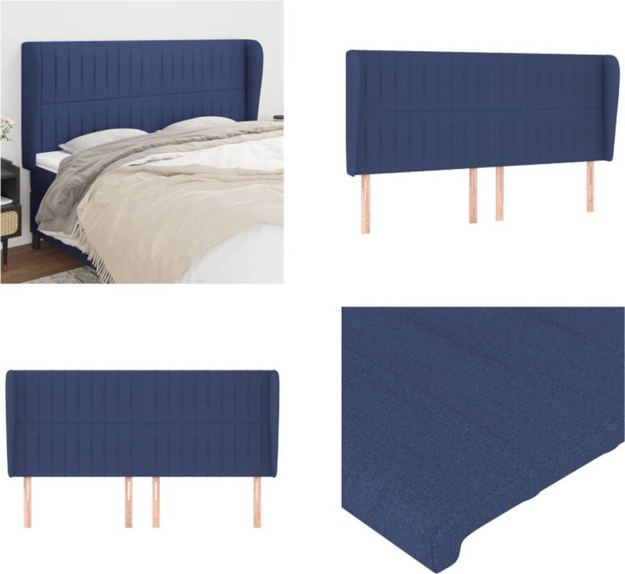 VidaXL Hoofdbord met randen 183x23x118 128 cm stof blauw Hoofdbord Hoofdborden Hoofdeinde Houten Hoofdbord - Foto 3