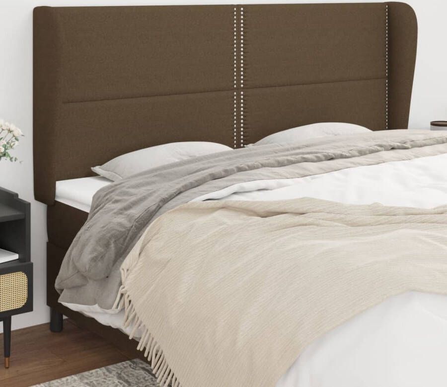 VidaXL Hoofdbord met randen 183x23x118 128 cm stof donkerbruin - Foto 3