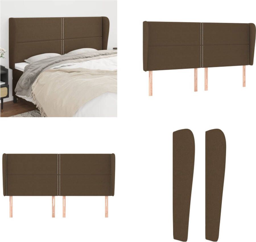 VidaXL Hoofdbord met randen 183x23x118 128 cm stof donkerbruin Hoofdbord Hoofdborden Hoofdeinde Houten Hoofdbord - Foto 2