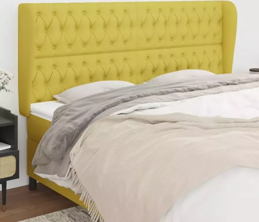 VidaXL Hoofdbord met randen 183x23x118 128 cm stof groen