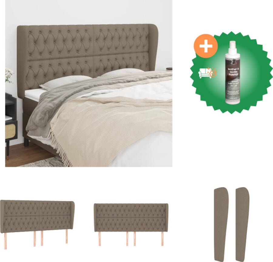 VidaXL Hoofdbord met randen 183x23x118 128 cm stof taupe Bedonderdeel Inclusief Reiniger