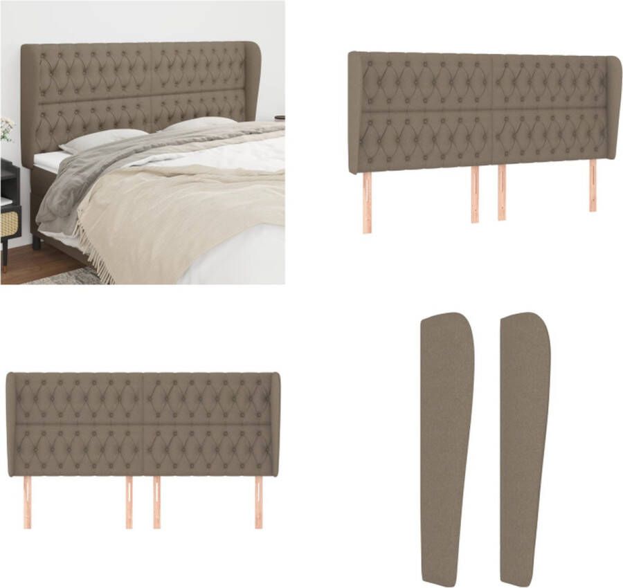 VidaXL Hoofdbord met randen 183x23x118 128 cm stof taupe Hoofdbord Hoofdborden Hoofdeinde Houten Hoofdbord - Foto 2