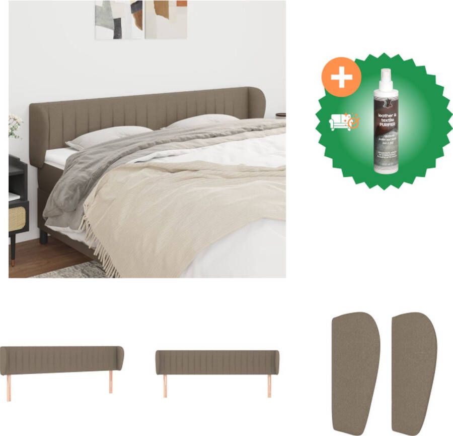 VidaXL Hoofdbord met randen 183x23x78 88 cm stof taupe Bedonderdeel Inclusief Reiniger