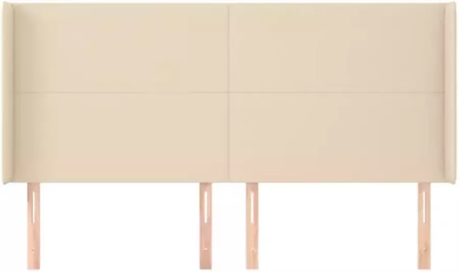 VidaXL Hoofdbord met randen 203x16x118 128 cm stof crÃ¨mekleurig - Foto 2