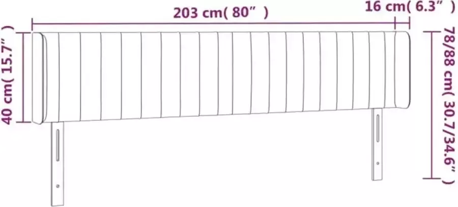 VidaXL Hoofdbord met randen 203x16x78 88 cm fluweel roze - Foto 2