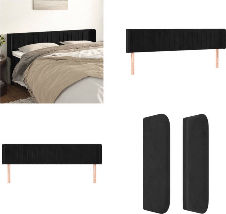 VidaXL Hoofdbord met randen 203x16x78 88 cm fluweel zwart Hoofdbord Hoofdborden Hoofdeinde Houten Hoofdbord - Foto 2