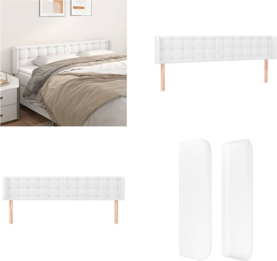 VidaXL Hoofdbord met randen 203x16x78 88 cm kunstleer wit Hoofdbord Hoofdborden Hoofdeinde Houten Hoofdbord - Foto 2