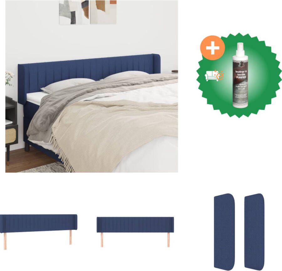 VidaXL Hoofdbord met randen 203x16x78 88 cm stof blauw Bedonderdeel Inclusief Reiniger