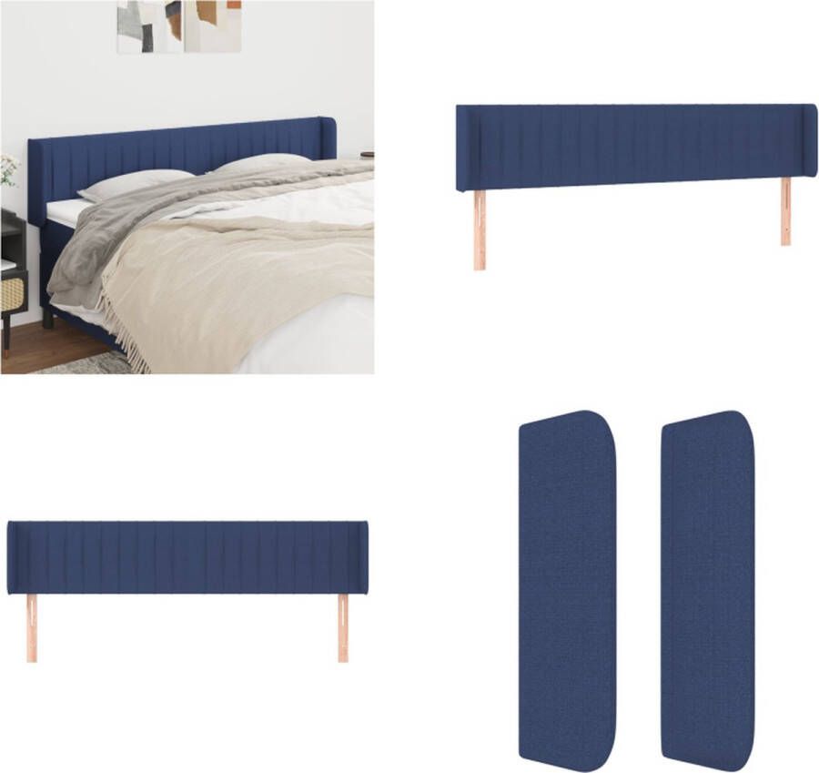 VidaXL Hoofdbord met randen 203x16x78 88 cm stof blauw Hoofdbord Hoofdborden Hoofdeinde Houten Hoofdbord - Foto 2