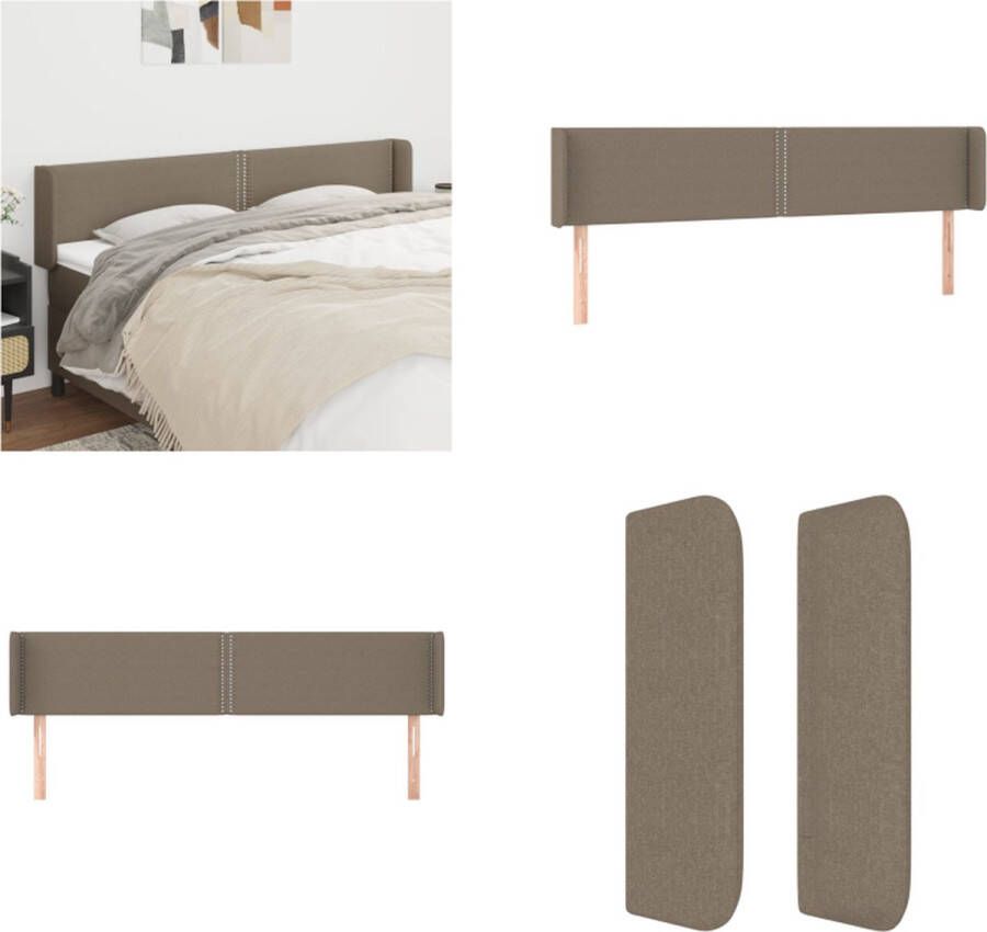 VidaXL Hoofdbord met randen 203x16x78 88 cm stof taupe Hoofdbord Hoofdborden Hoofdeinde Houten Hoofdbord