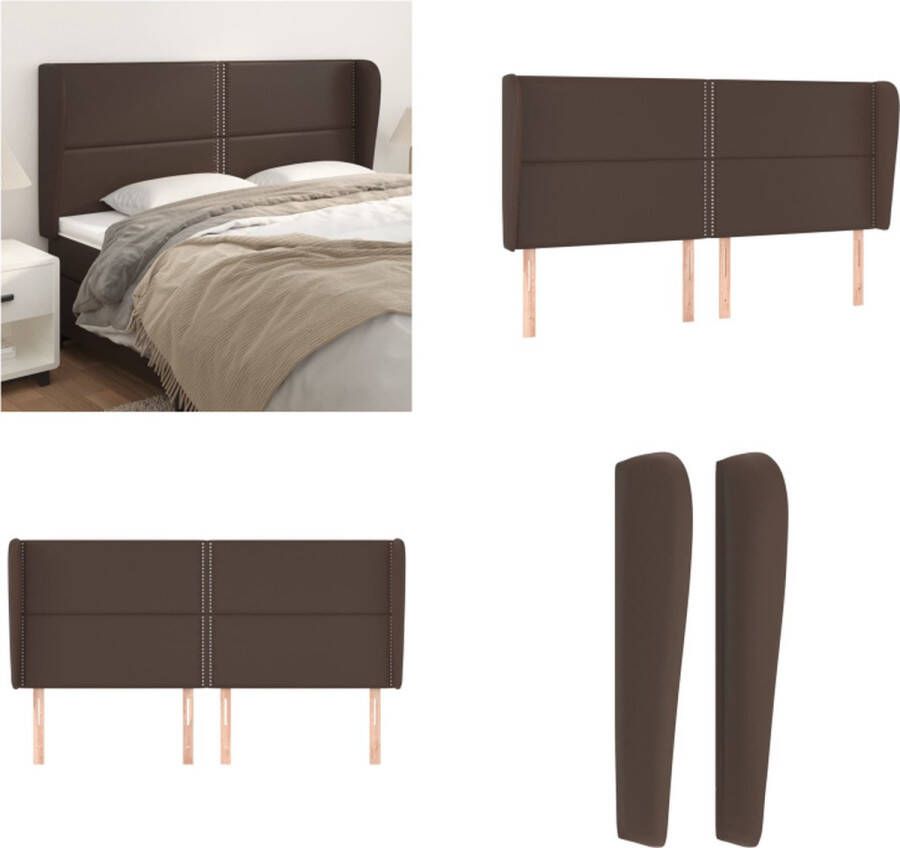 VidaXL Hoofdbord met randen 203x23x118 128 cm kunstleer bruin Hoofdbord Hoofdborden Hoofdeinde Houten Hoofdbord