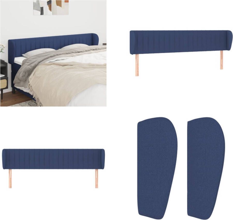 VidaXL Hoofdbord met randen 203x23x78 88 cm stof blauw Hoofdbord Hoofdborden Hoofdeinde Houten Hoofdbord - Foto 1