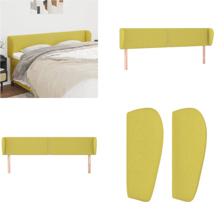 VidaXL Hoofdbord met randen 203x23x78 88 cm stof groen Hoofdbord Hoofdborden Hoofdeinde Houten Hoofdbord