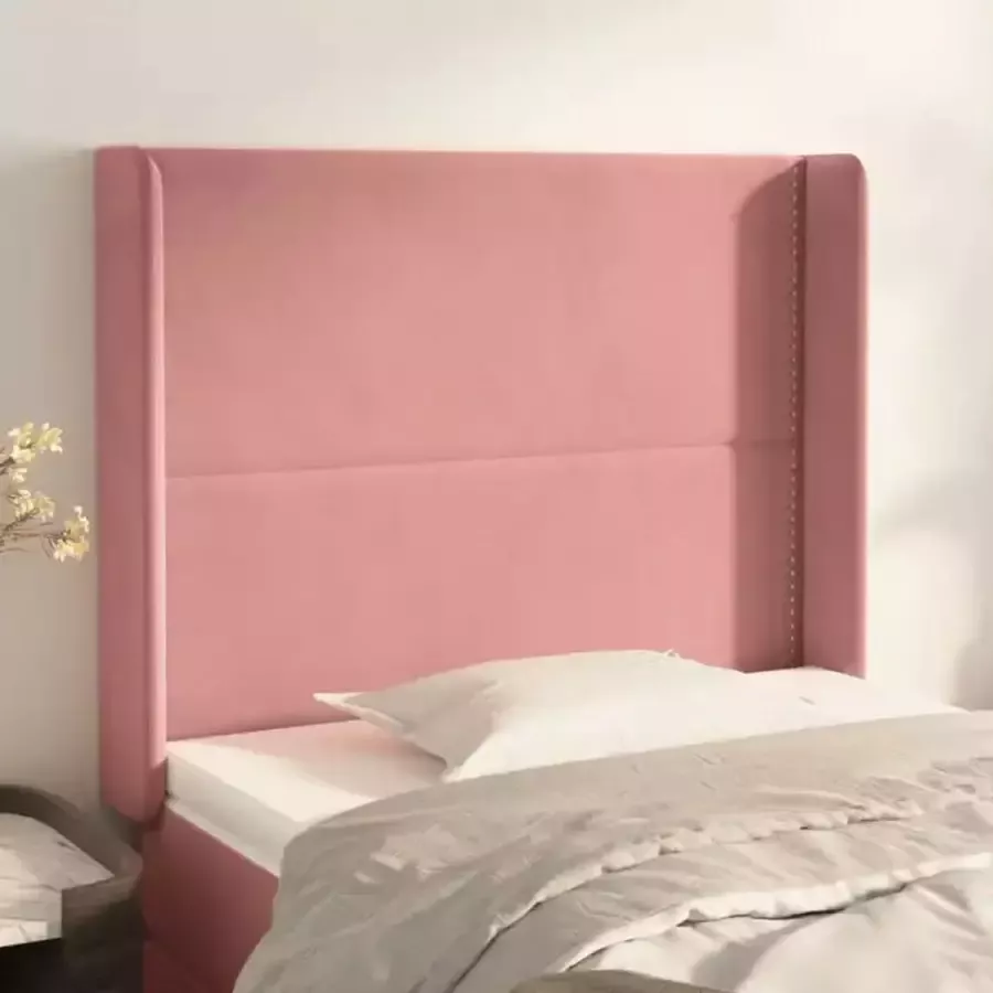 VIDAXL Hoofdbord met randen 83x16x118 128 cm fluweel roze - Foto 1