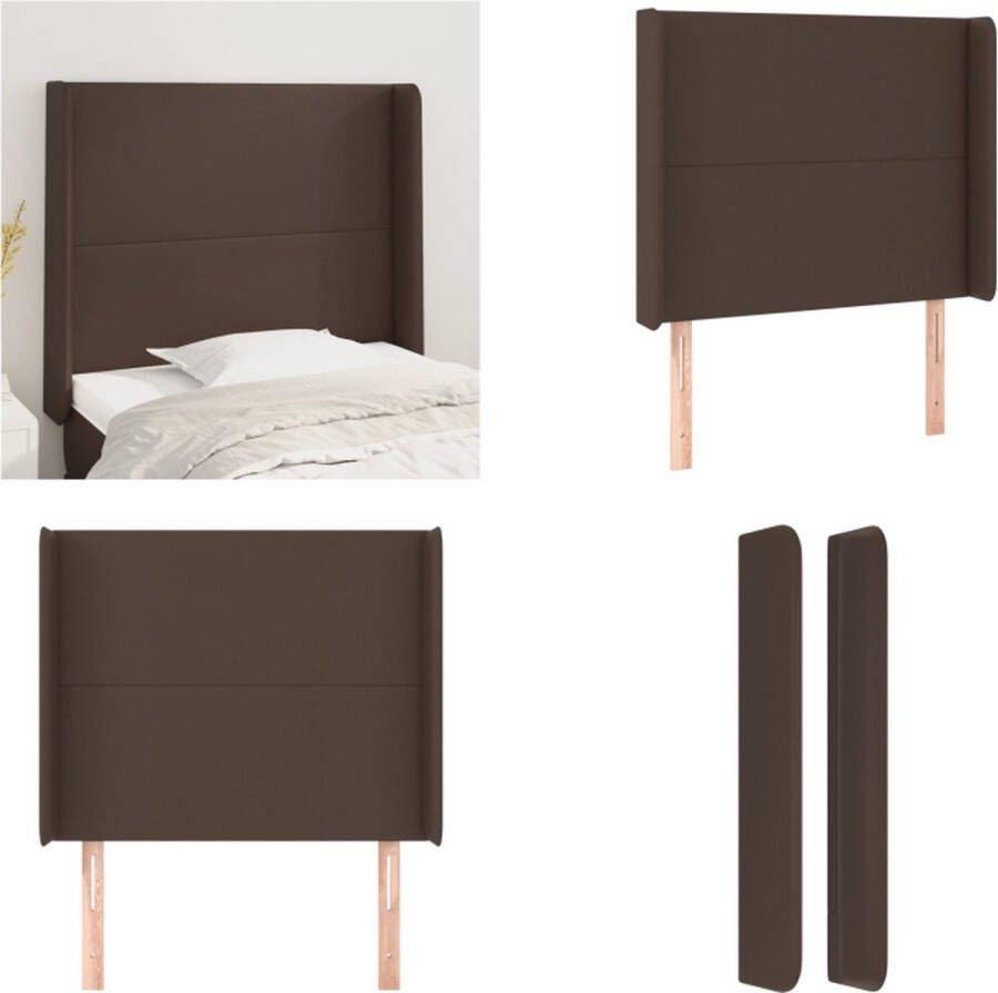 VidaXL Hoofdbord met randen 83x16x118 128 cm kunstleer bruin Hoofdbord Hoofdborden Hoofdeinde Houten Hoofdbord