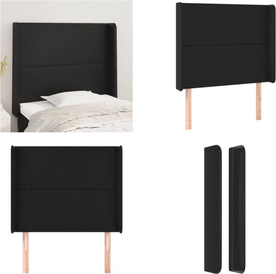 VidaXL Hoofdbord met randen 83x16x118 128 cm kunstleer zwart Hoofdbord Hoofdborden Hoofdeinde Houten Hoofdbord