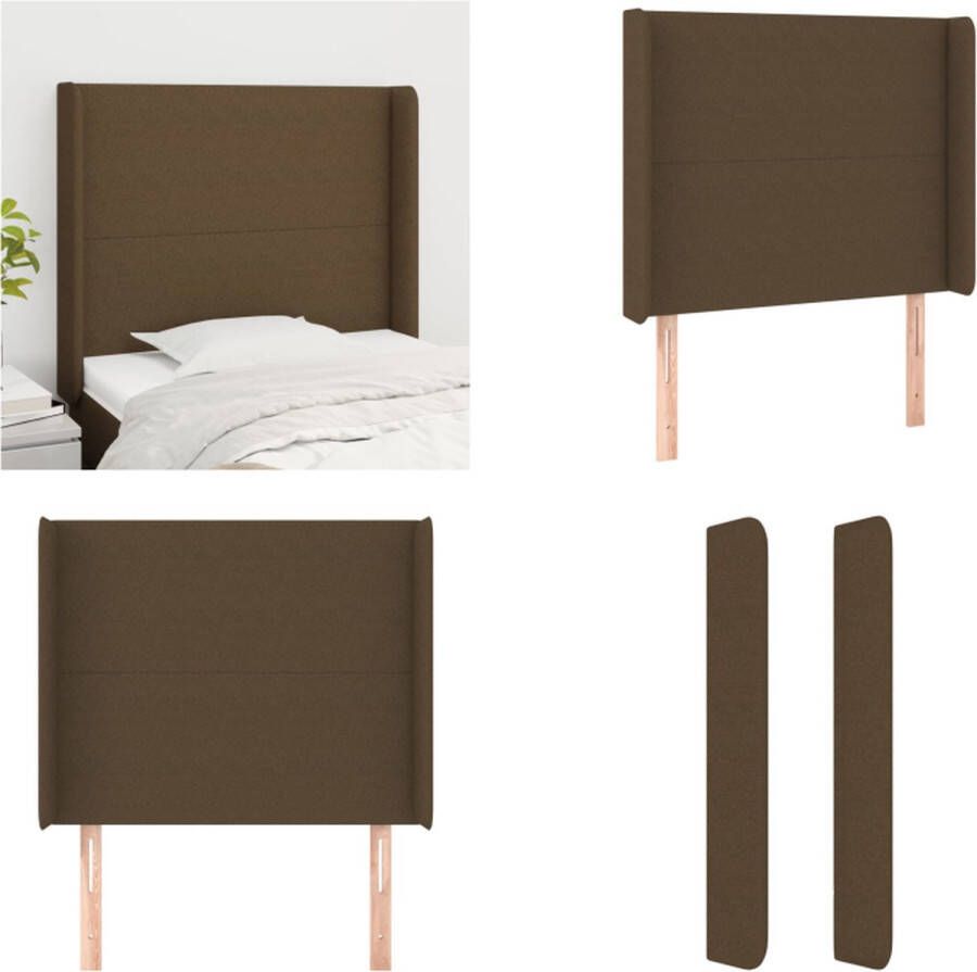 The Living Store Hoofdbord met randen 83x16x118 128 cm stof donkerbruin Hoofd Bord Hoofdkussen Bedding Slaapkamer Decoratie Donkere Meubels - Foto 2