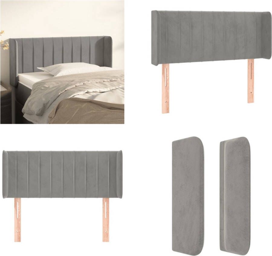 VidaXL Hoofdbord met randen 83x16x78 88 cm fluweel lichtgrijs Hoofdbord Hoofdborden Hoofdeinde Houten Hoofdbord
