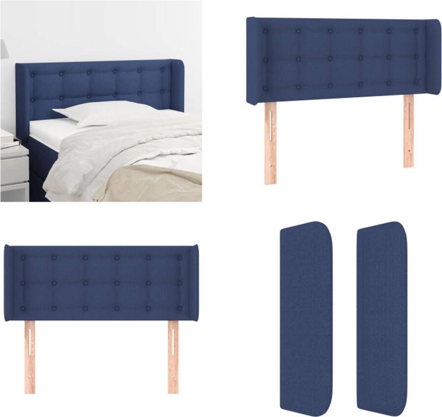 VidaXL Hoofdbord met randen 83x16x78 88 cm stof blauw Hoofdbord Hoofdborden Hoofdeinde Houten Hoofdbord