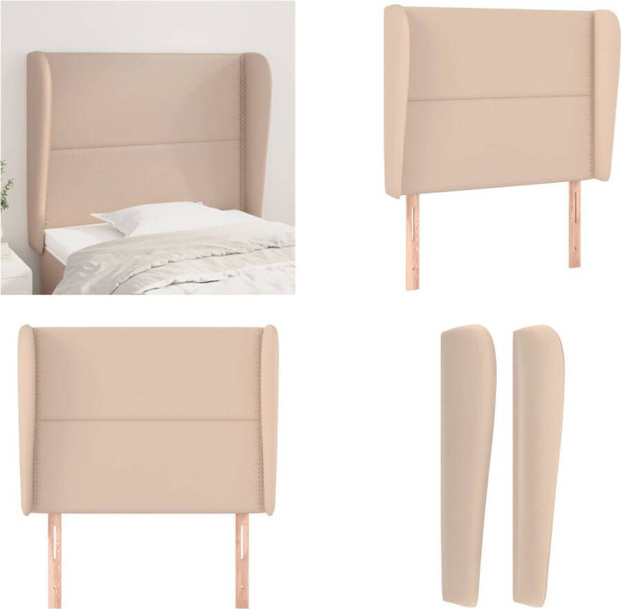 VidaXL Hoofdbord met randen 83x23x118 128 cm kunstleer cappuccinokleur Hoofdbord Hoofdborden Hoofdeinde Houten Hoofdbord