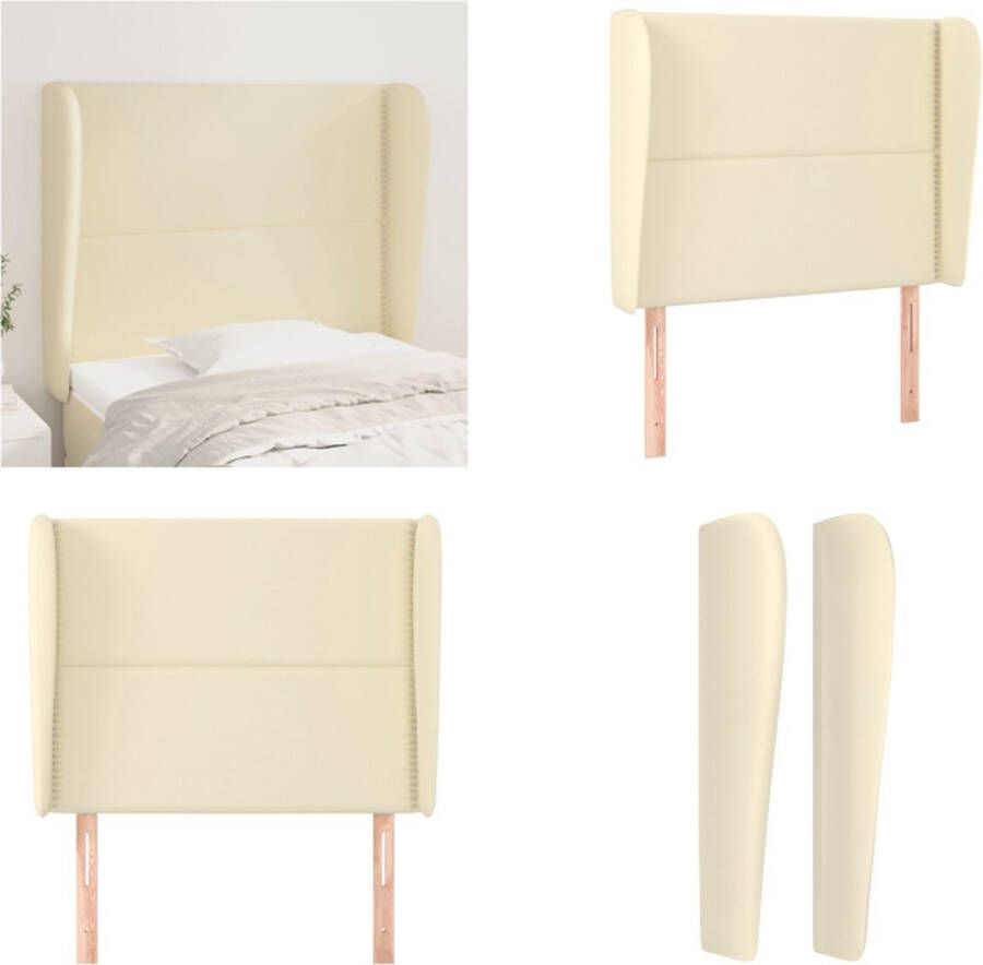 VidaXL Hoofdbord met randen 83x23x118 128 cm kunstleer crèmekleurig Hoofdbord Hoofdborden Hoofdeinde Houten Hoofdbord - Foto 2