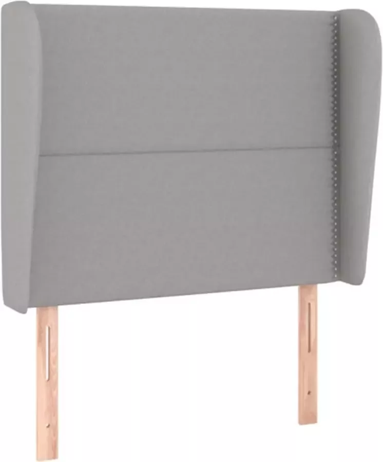 VidaXL Hoofdbord met randen 103x23x118 128 cm stof lichtgrijs - Foto 2