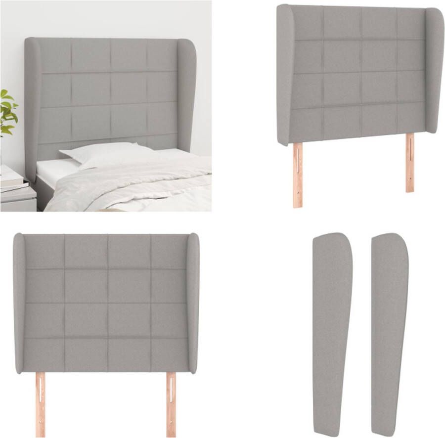VidaXL Hoofdbord met randen 83x23x118 128 cm stof lichtgrijs Hoofdbord Hoofdborden Hoofdeinde Houten Hoofdbord - Foto 2