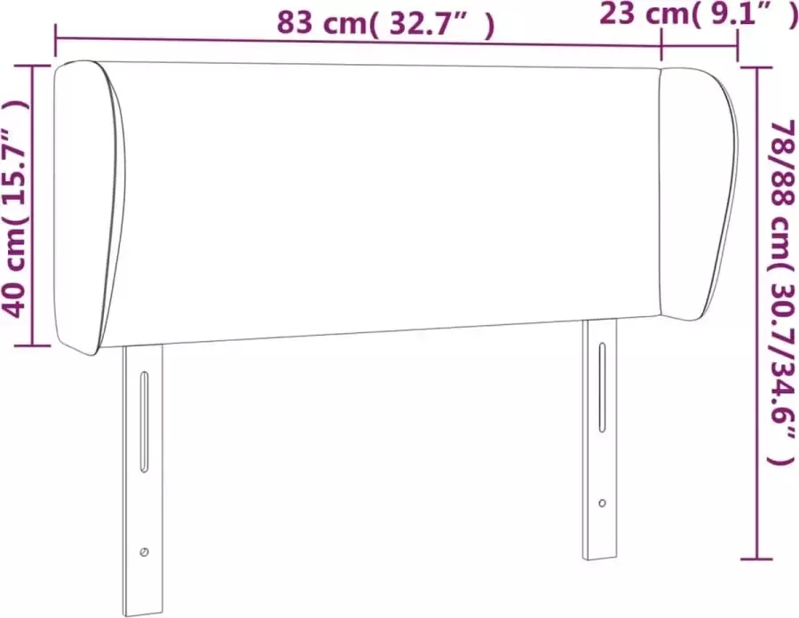VidaXL Hoofdbord met randen 83x23x78 88 cm fluweel donkerblauw - Foto 4