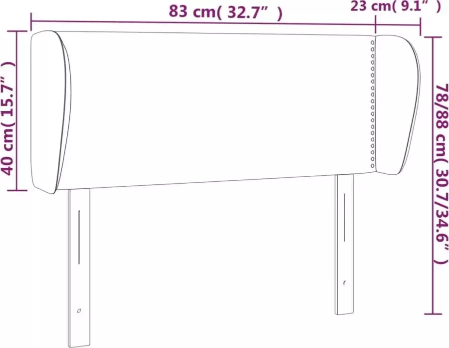 VidaXL Hoofdbord met randen 83x23x78 88 cm fluweel donkerblauw - Foto 3