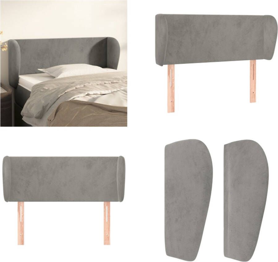 VidaXL Hoofdbord met randen 83x23x78 88 cm fluweel lichtgrijs Hoofdbord Hoofdborden Hoofdeinde Houten Hoofdbord
