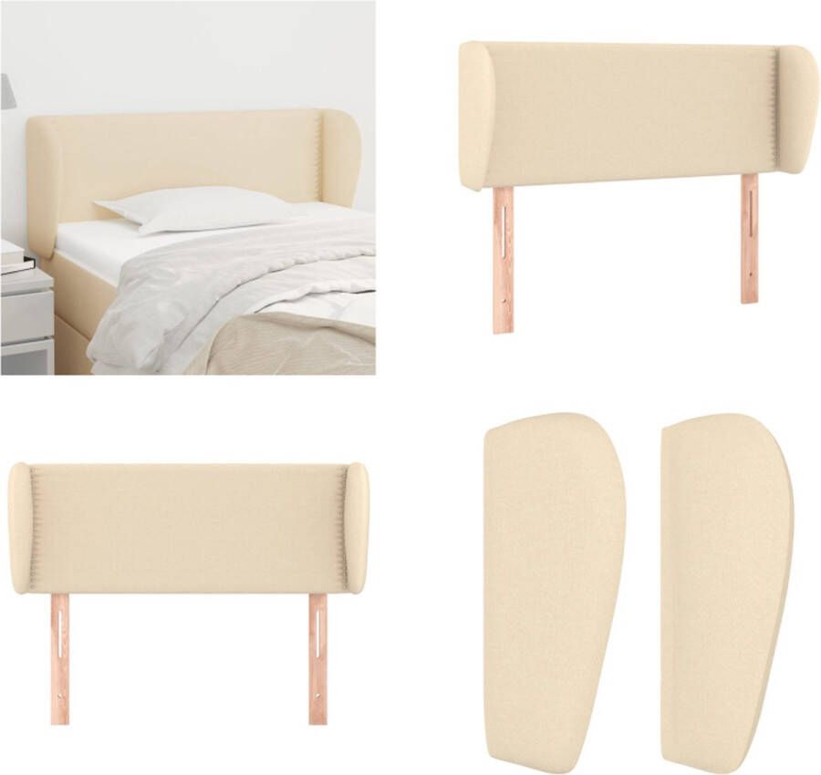 VidaXL Hoofdbord met randen 83x23x78 88 cm stof crèmekleurig Hoofdbord Hoofdborden Hoofdeinde Houten Hoofdbord