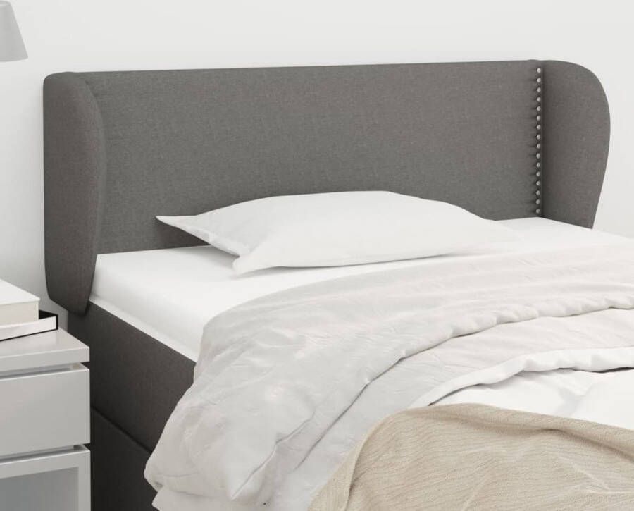 VidaXL Hoofdbord met randen 83x23x78 88 cm stof donkergrijs - Foto 2