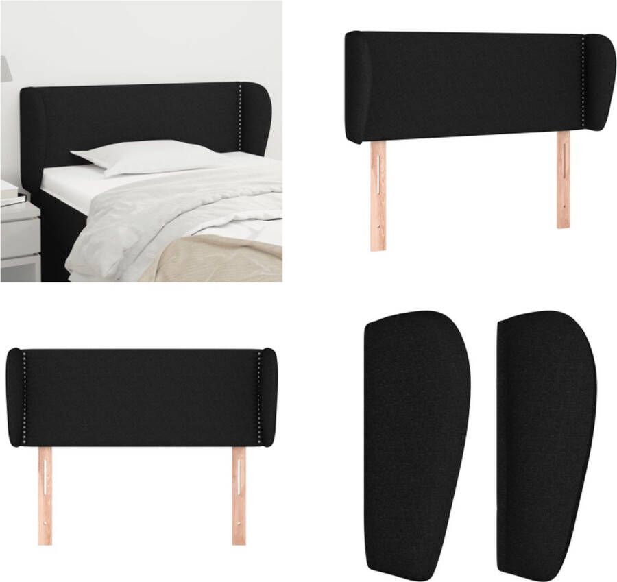 VidaXL Hoofdbord met randen 83x23x78 88 cm stof zwart Hoofdbord Hoofdborden Hoofdeinde Houten Hoofdbord - Foto 2