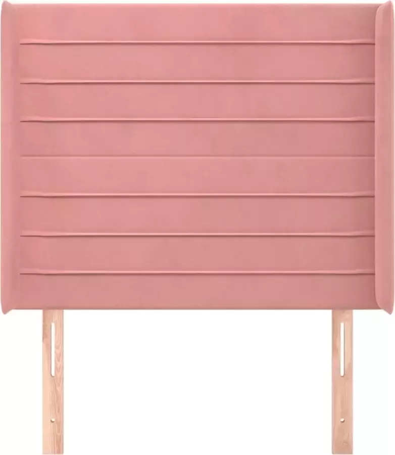 VIDAXL Hoofdbord met randen 93x16x118 128 cm fluweel roze - Foto 3