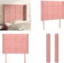 VidaXL Hoofdbord met randen 93x16x118 128 cm fluweel roze Hoofdbord Hoofdborden Hoofdeinde Houten Hoofdbord - Thumbnail 1