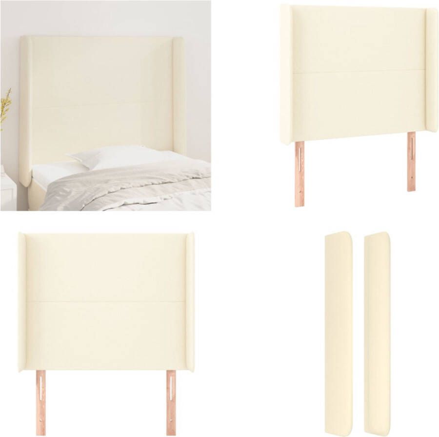 VidaXL Hoofdbord met randen 93x16x118 128 cm kunstleer crèmekleurig Hoofdbord Hoofdborden Hoofdeinde Houten Hoofdbord - Foto 1