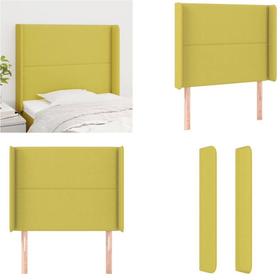 VidaXL Hoofdbord met randen 93x16x118 128 cm stof groen Hoofdbord Hoofdborden Hoofdeinde Houten Hoofdbord - Foto 1