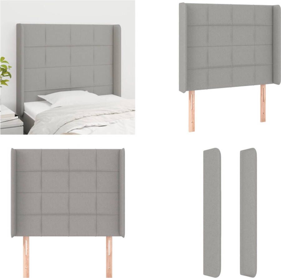 VidaXL Hoofdbord met randen 93x16x118 128 cm stof lichtgrijs Hoofdbord Hoofdborden Hoofdeinde Houten Hoofdbord