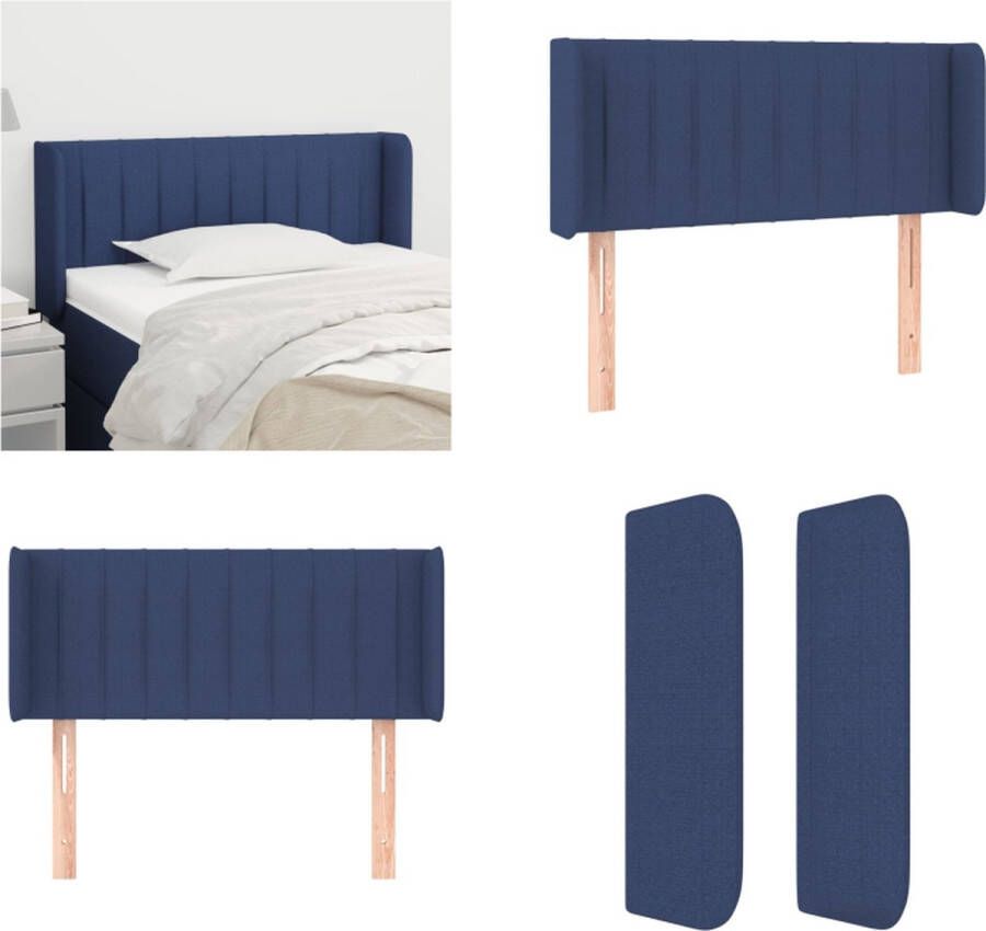 VidaXL Hoofdbord met randen 93x16x78 88 cm stof blauw Hoofdbord Hoofdborden Hoofdeinde Houten Hoofdbord